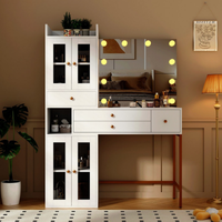 Conjunto de maquilhagem branco com espelho LED Hollywood de corpo inteiro para salão