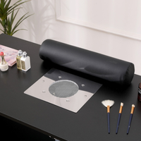 Mesa de manicure profissional 120 cm preto e prata com aspirador de pó para unhas