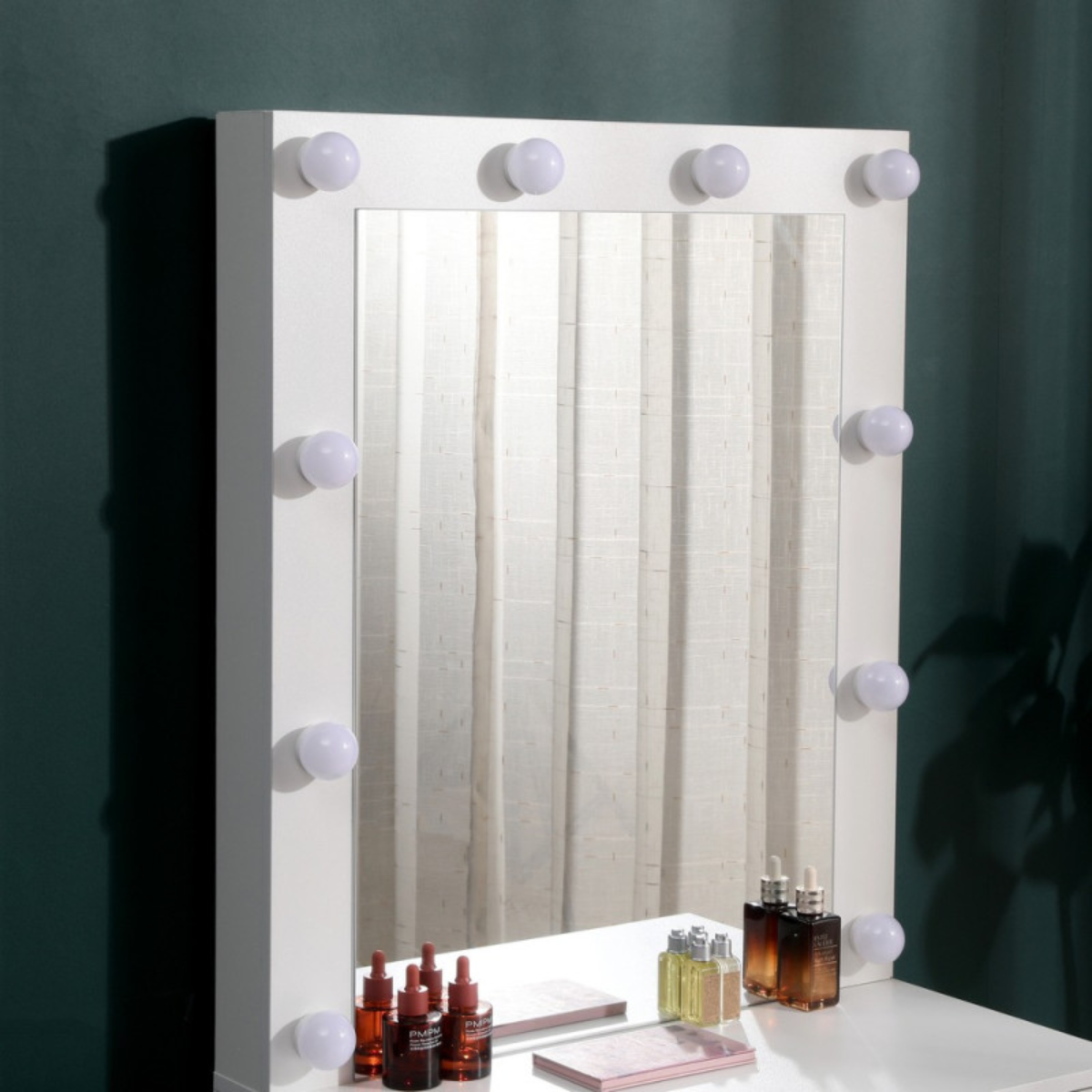 Toucador de maquilhagem Hollywood 70 cm com espelho LED e gaveta espaçosa, design moderno