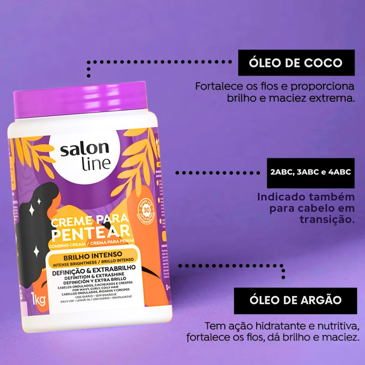 Salon Line Creme Pentear Brilho Intenso 1kg