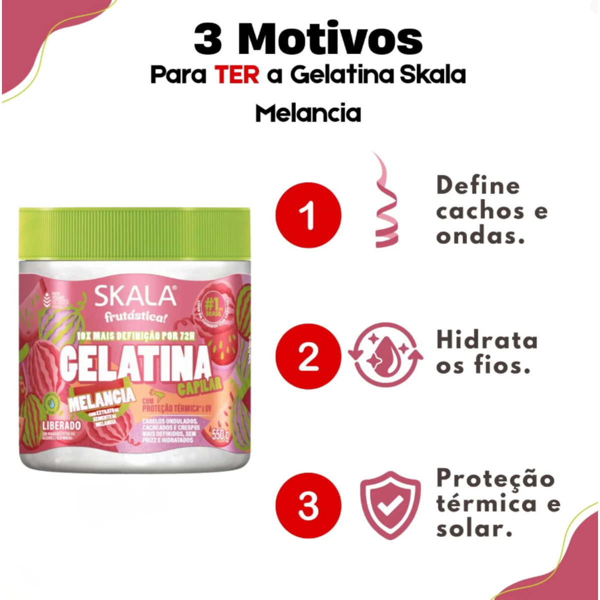 Skala Fruitastic - Gelatina Capilar Melancia 550 g