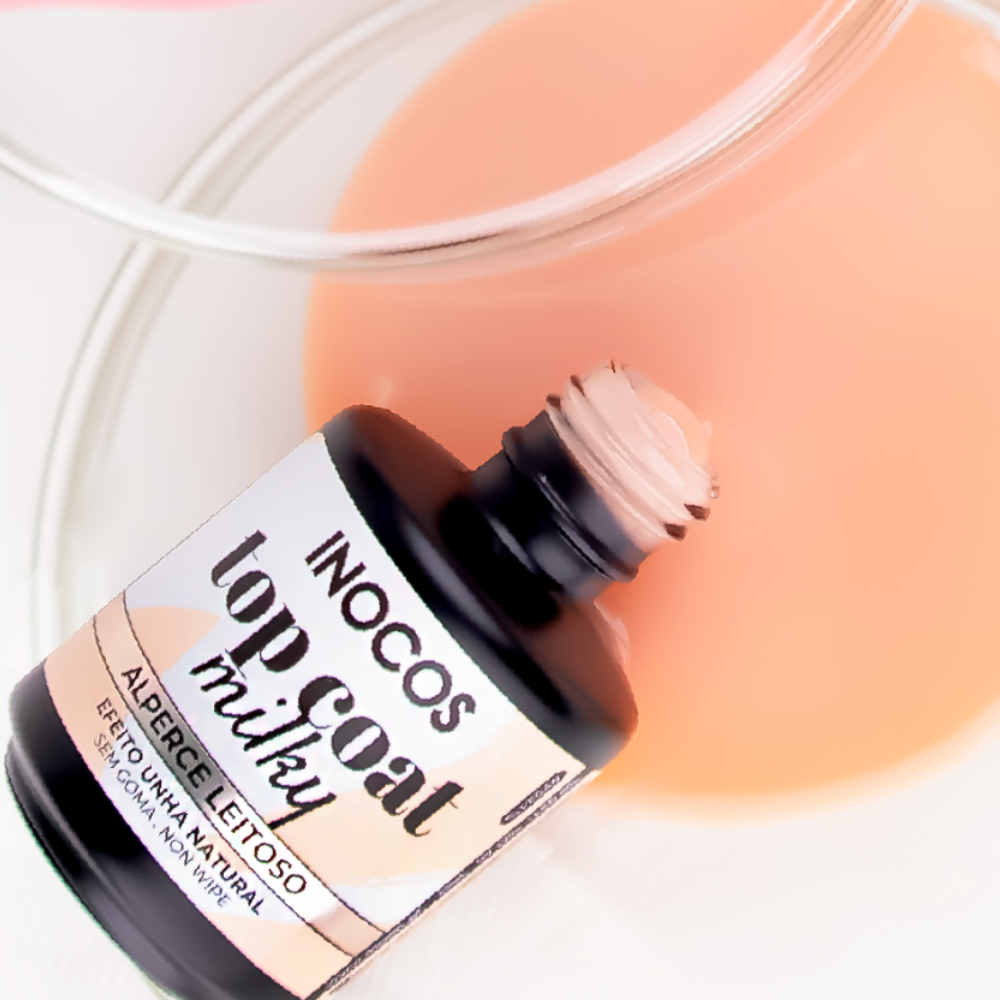 Verniz Gel Top Coat Milky Alperce Leitoso 15ml - Inocos