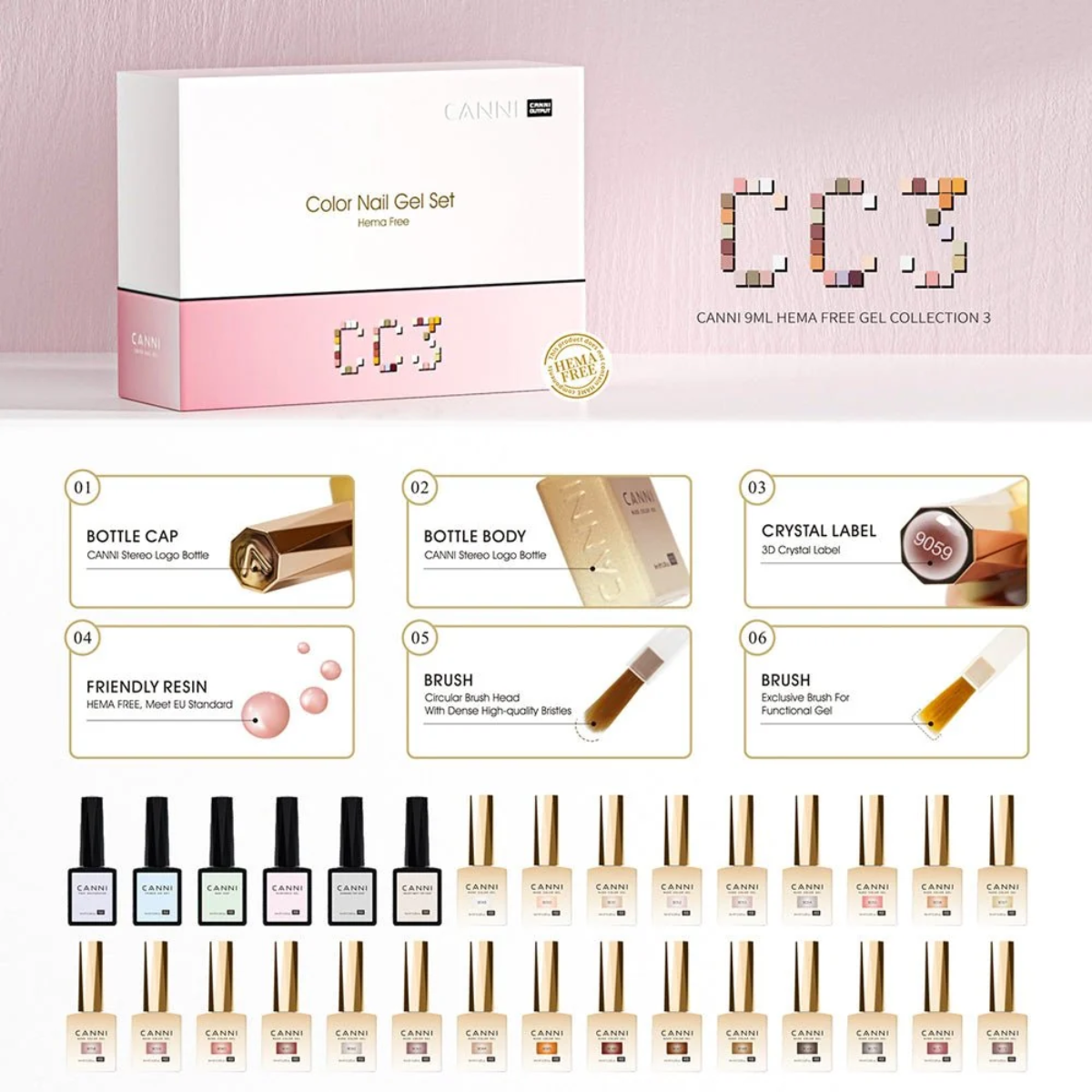 CC3 - 30pcs Gel Polish Kit - Translucent Color - Canni