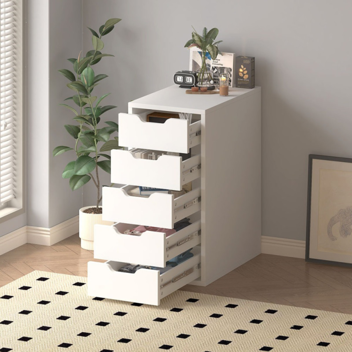 Módulo de arrumação moderno com 5 gavetas 70x36x58 cm para casa e salão de beleza
