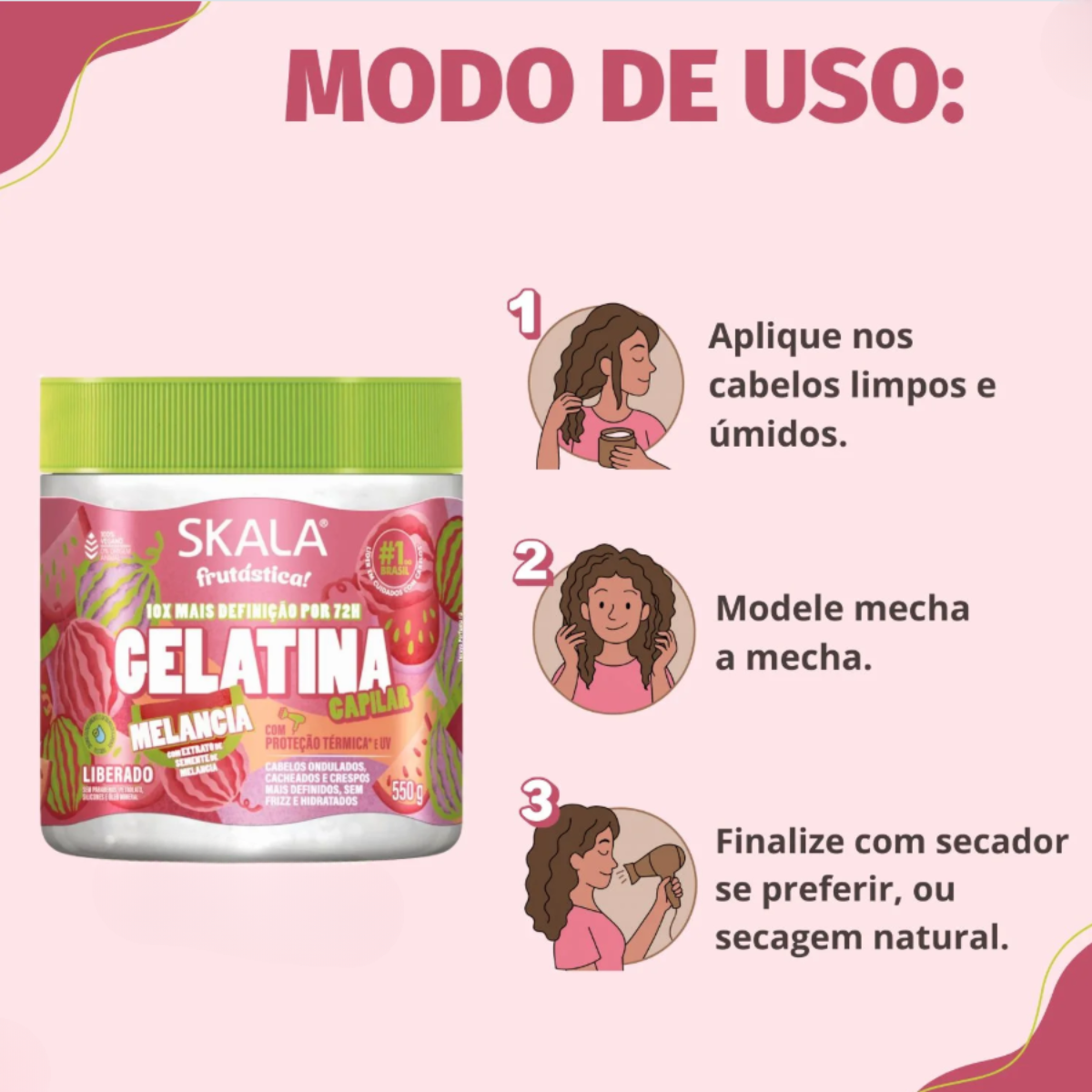Skala Fruitastic - Gelatina Capilar Melancia 550 g