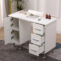 Mesa de manicure profissional 120 cm branco e prata com aspirador de pó para unhas