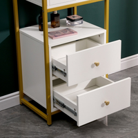 Mesa auxiliar organizadora branco e dourado com 3 gavetas para quarto, casa de banho e salão