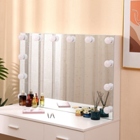 Toucador de Maquilhagem Hollywood 96,5 cm com Espelho LED Regulável e 5 Gavetas – Branco