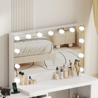 Conjunto de maquilhagem XL branco com espelho LED Hollywood e gavetas iluminadas