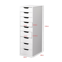 Módulo de arrumação branco com 9 gavetas 116x36x48 cm para casa e salão de beleza