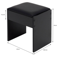 Banco de Touca em Pele Sintetico Preto /  Vanity Stool PU Leather Black