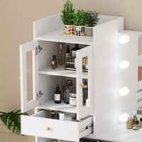 Conjunto de maquilhagem branco com espelho LED Hollywood de corpo inteiro para salão