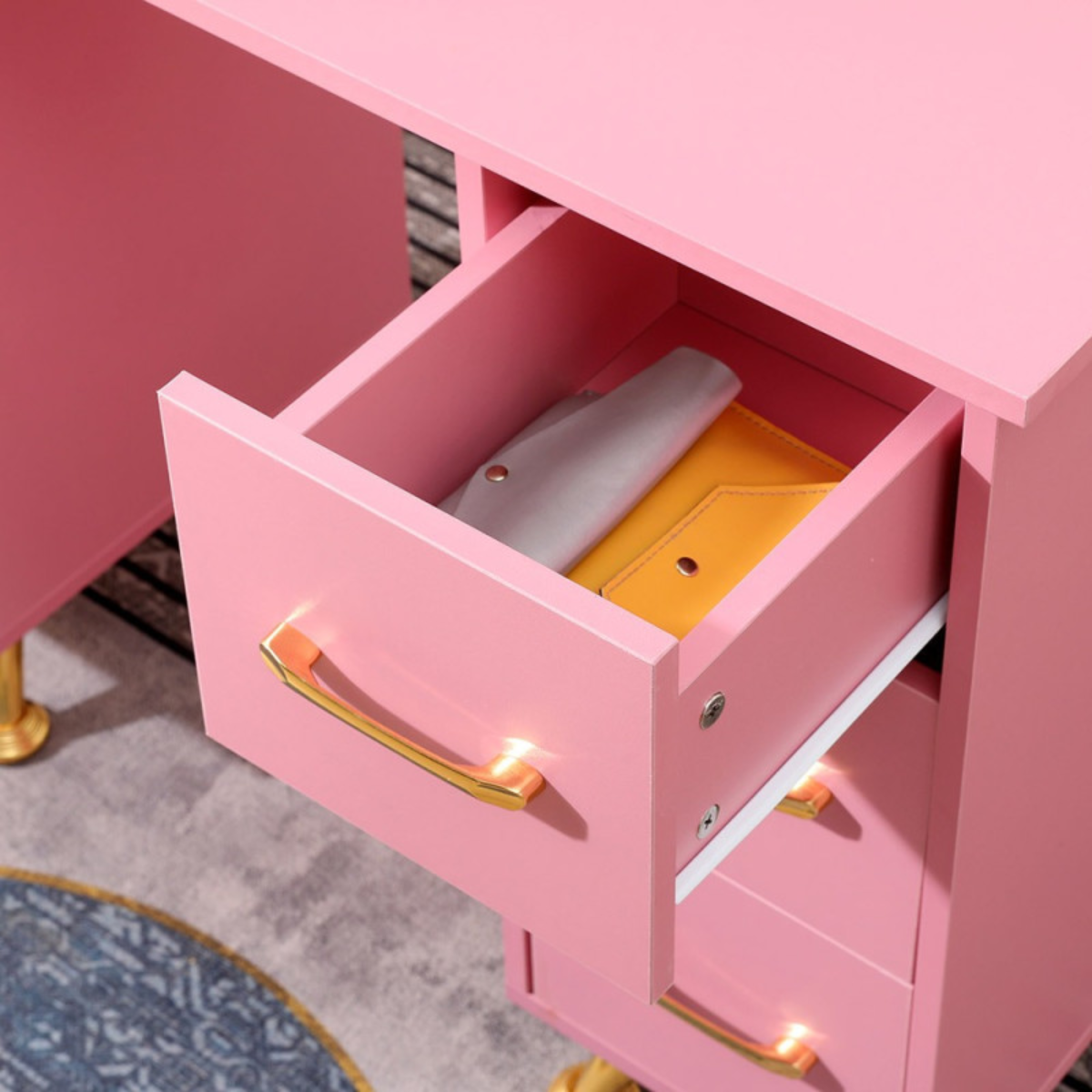 Mesa de Manicure com Gavetas de Arrumação Secretária para Estúdio de Unhas e Escritório 120cm