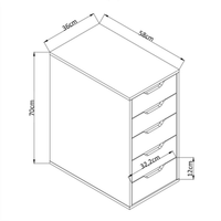 Módulo de arrumação moderno com 5 gavetas 70x36x58 cm para casa e salão de beleza
