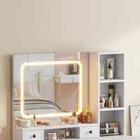 Penteadeira XL com espelho LED e gavetas iluminadas para maquilhagem e salão de beleza