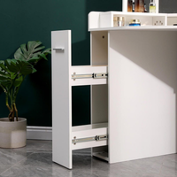 Toucador de canto com espelho tríptico branco, penteadeira para quarto e salão de beleza