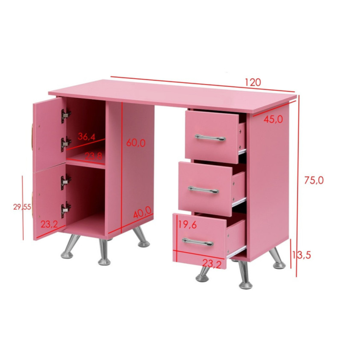 Mesa de Manicure 120cm com Gavetas