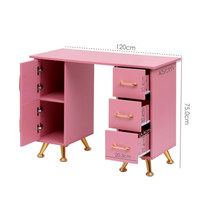 Mesa de Manicure com Gavetas de Arrumação Secretária para Estúdio de Unhas e Escritório 120cm