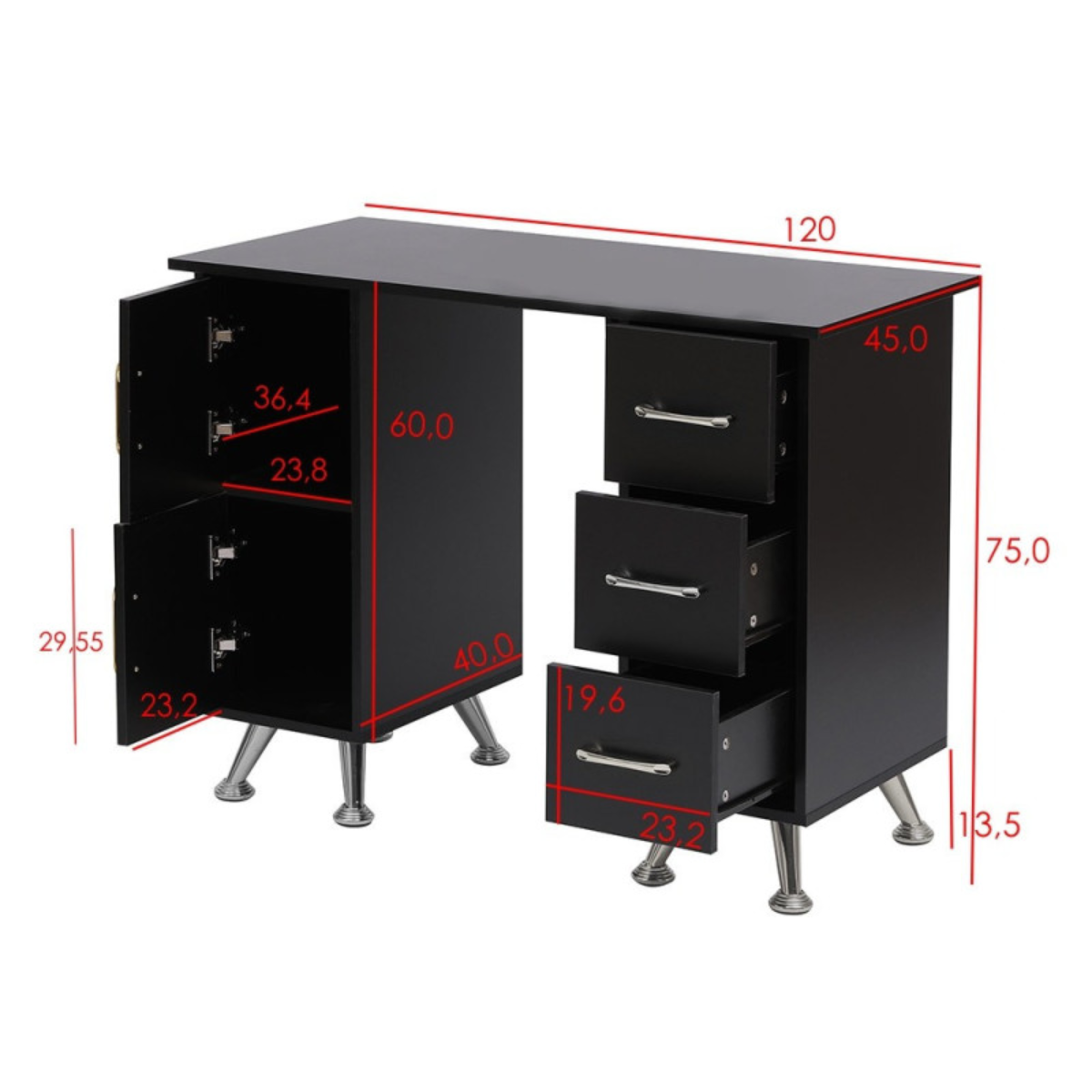 Mesa de Manicure 120 cm com Gavetas para Estúdio & Escritório