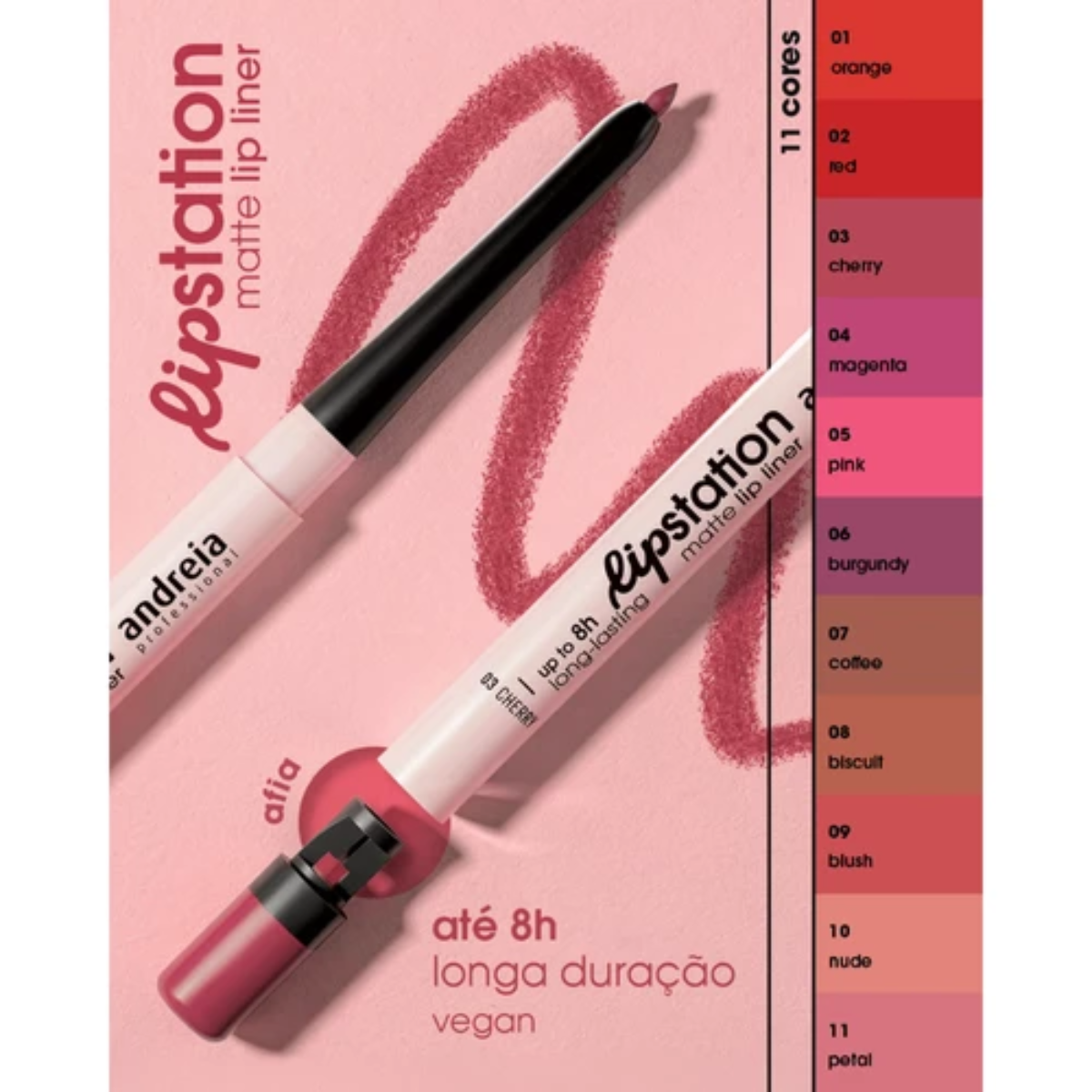 Andreia Lip Station Matte Lip Liner Lápis De Lábios Mate 02 Red