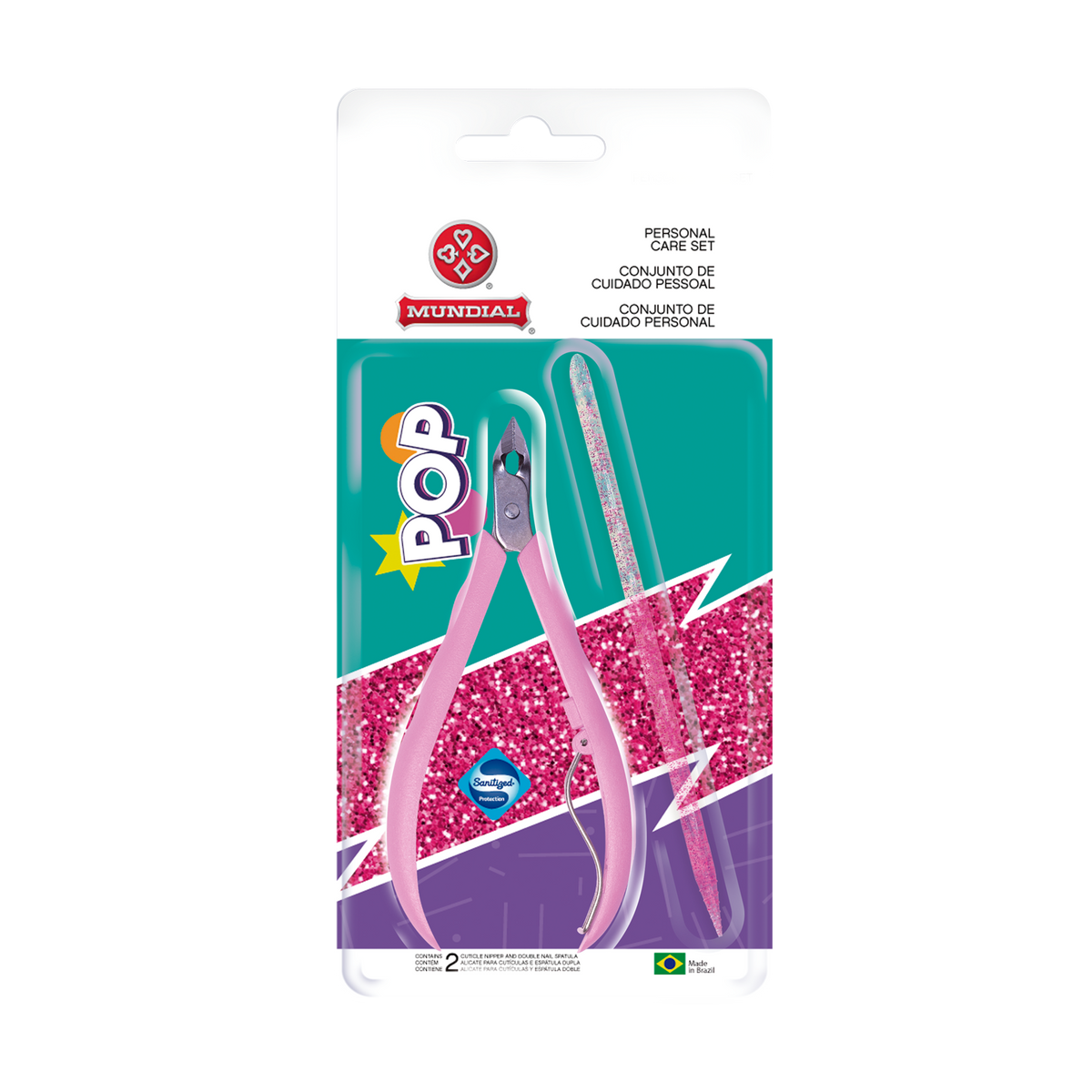 Alicate de Cutículas Mundial 751 Rosa com Palito