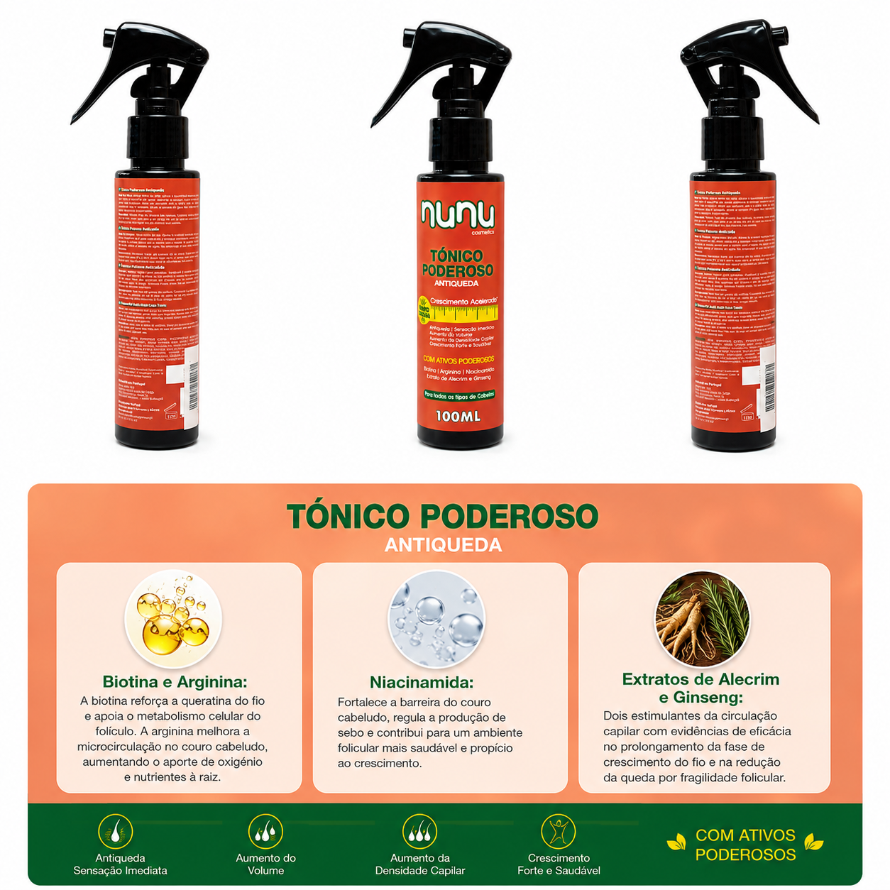 Nunu Cosmetics - Tónico Poderoso Antiqueda 100ml