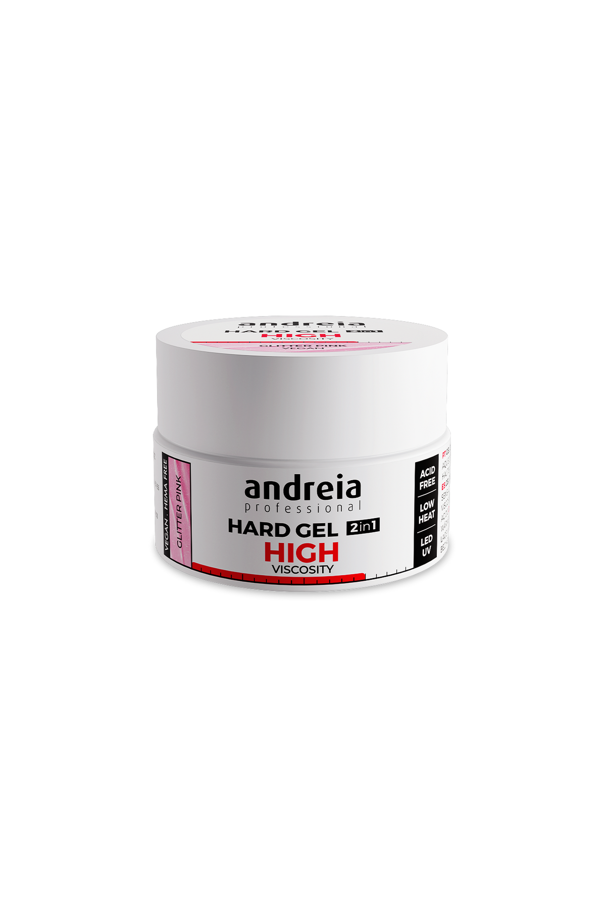 Andreia Hard Gel Alta Viscosidade Glitter Pink 22 g