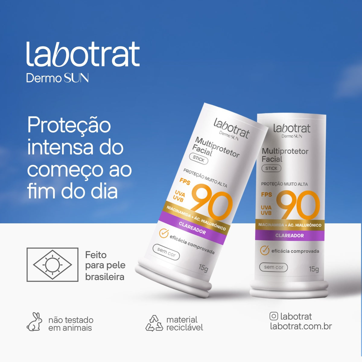 Labotrat Dermo Sun — Multiprotetor Stick Incolor FPS 90 15 g