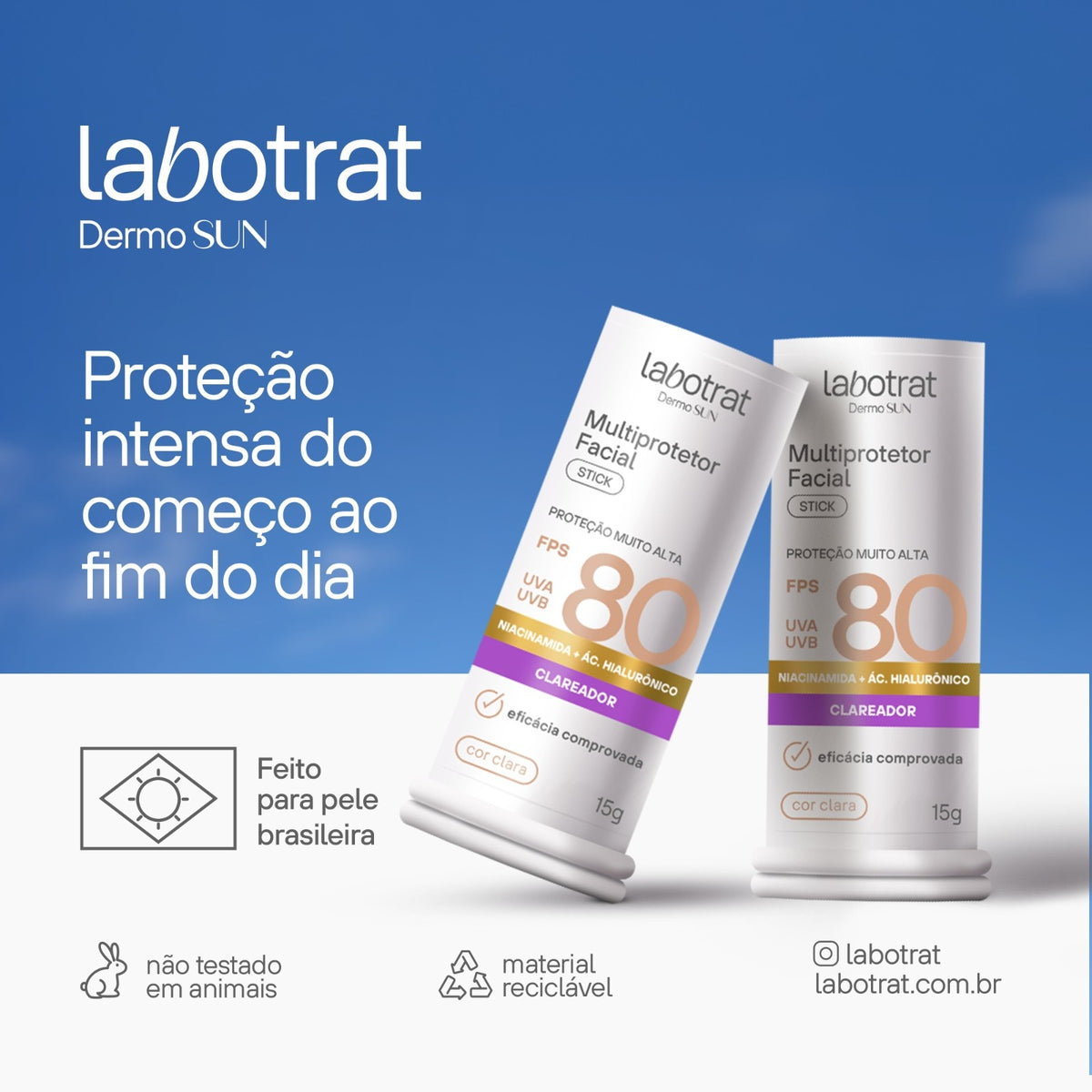 Labotrat Dermo Sun — Multiprotetor Stick Bege Claro FPS 80 15 g