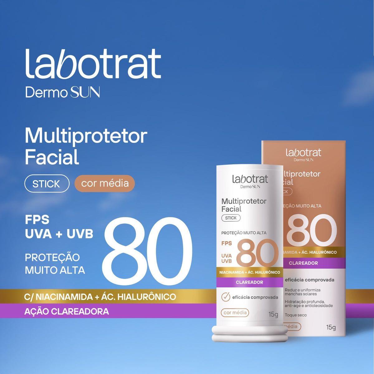 Labotrat Dermo Sun — Multiprotetor Stick Bege Médio FPS 80 15 g