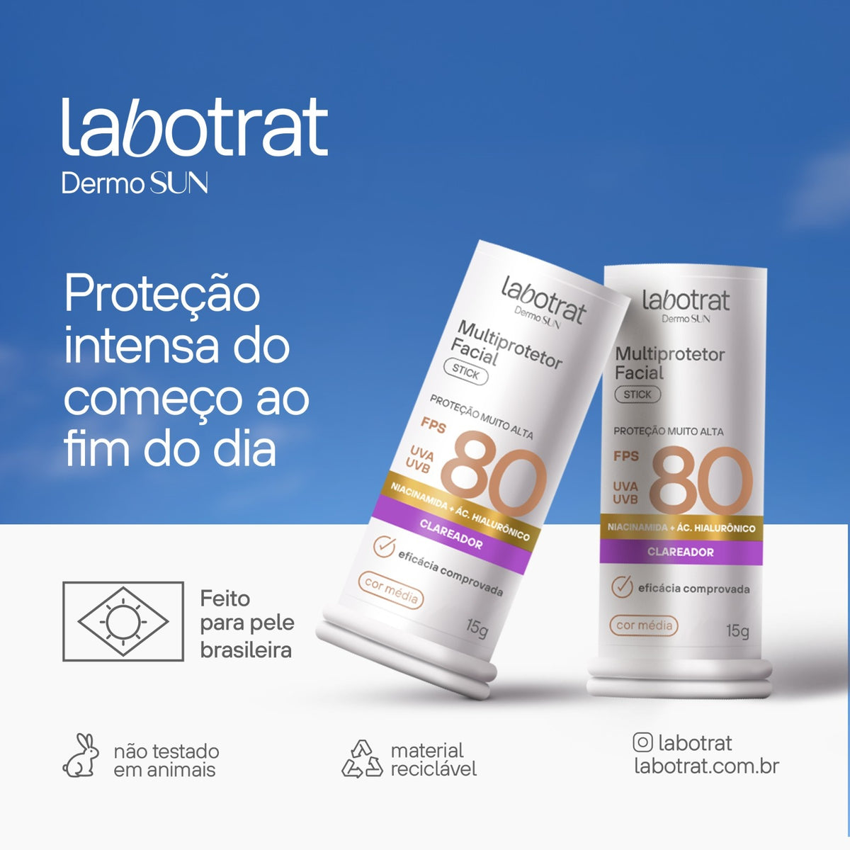 Labotrat Dermo Sun — Multiprotetor Stick Bege Médio FPS 80 15 g