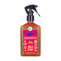 Milk Spray Lola Rapunzel 250mL, frasco marrom com gatilho spray preto. Com Extrato de Ginkgo Biloba, auxilia no crescimento dos fios e é ideal para uso diário.