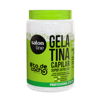 Gelatina Salon Line #todecacho Super Definição, pote transparente e verde. Garante cachos 14x mais definidos.