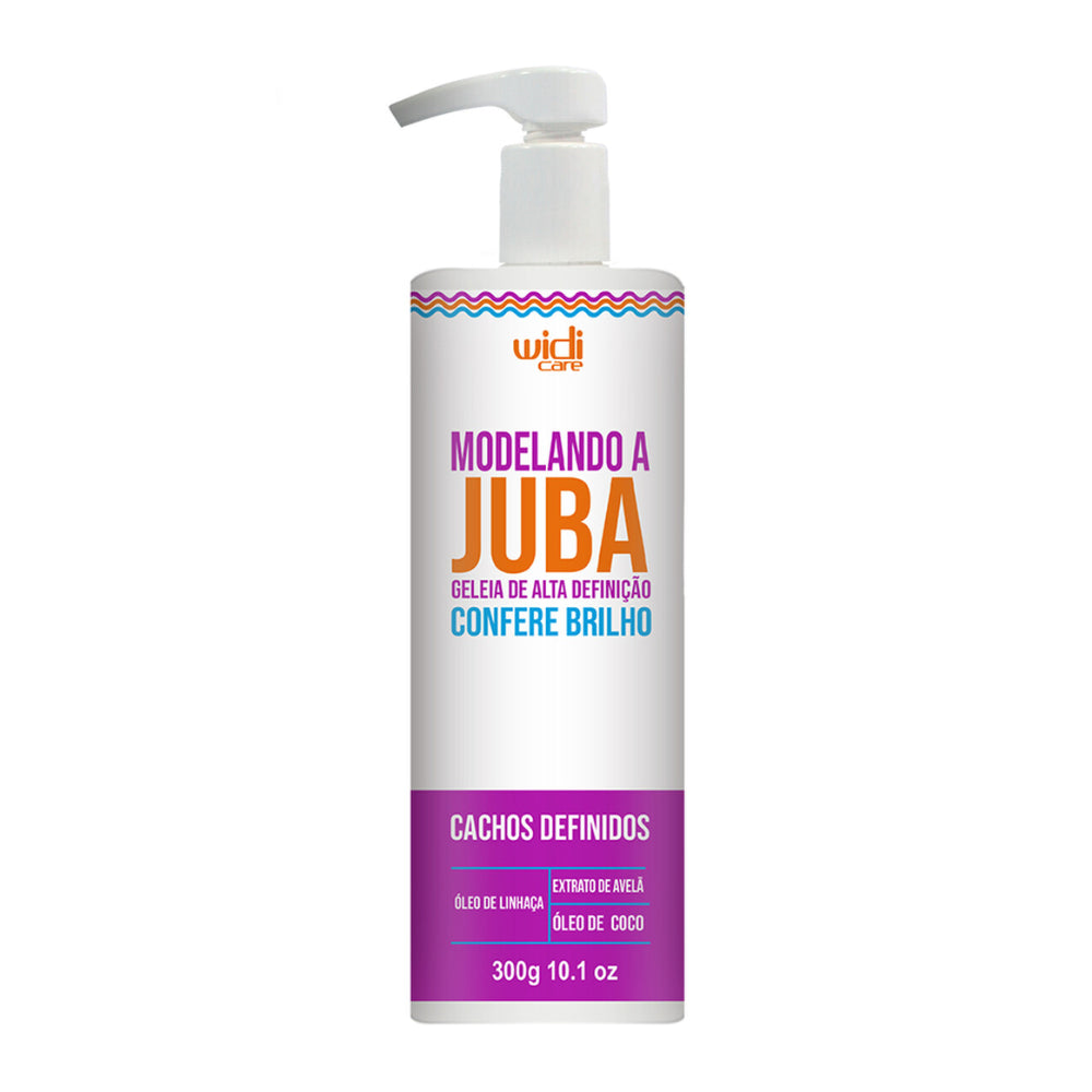 Widi Care Modelando a Juba 300g, frasco branco com pump. Geleia de alta definição para cachos definidos e com brilho.
