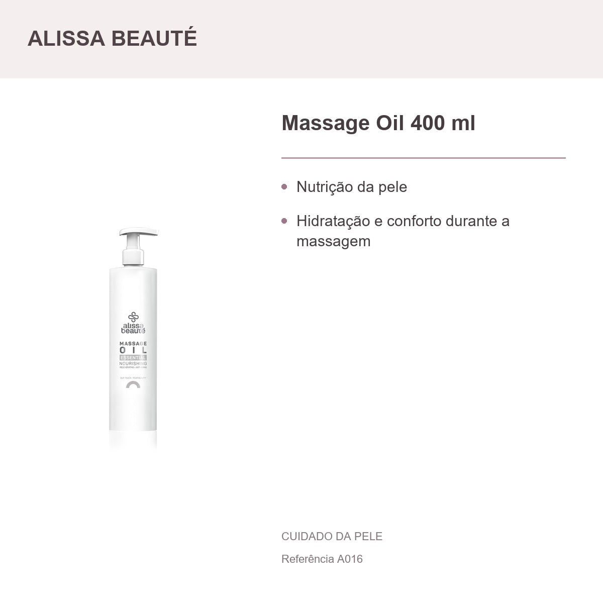 Massage Oil 400 ml - Alissa Beauté — presentación y beneficios