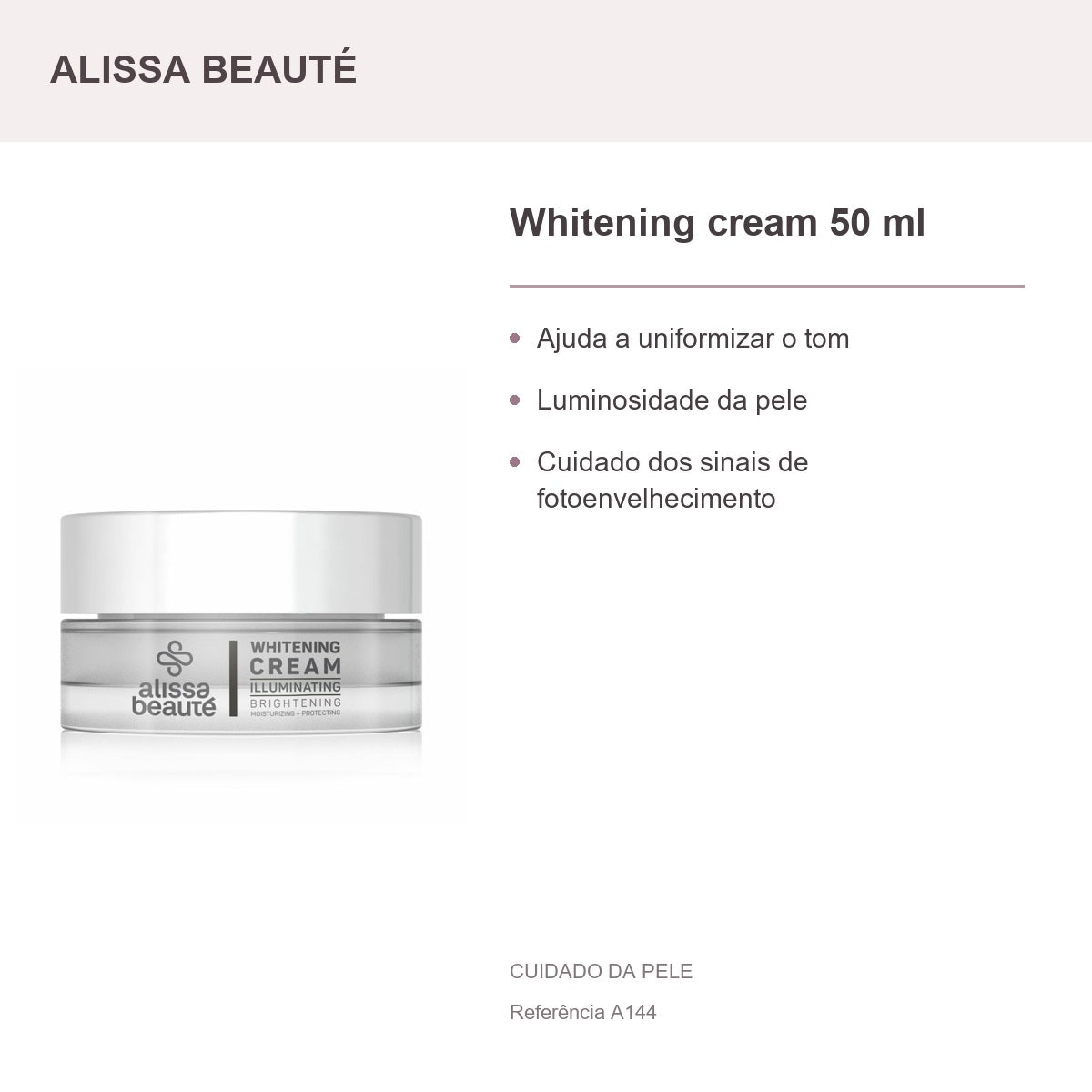 Whitening cream 50 ml - Alissa Beauté — apresentação e benefícios