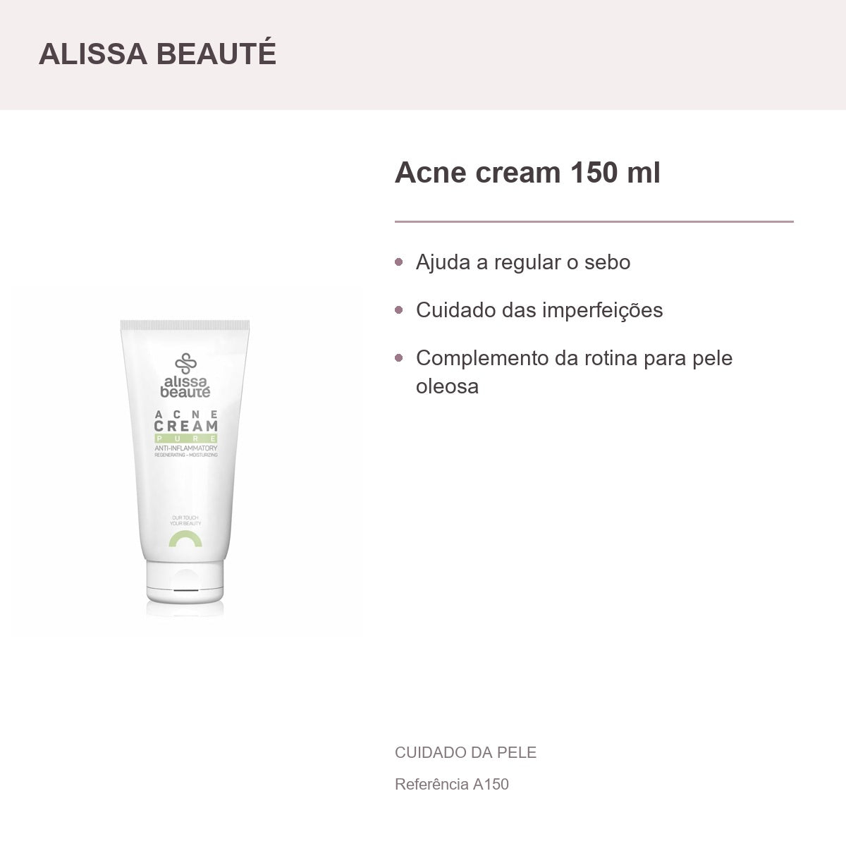Acne cream 150 ml - Alissa Beauté — presentation and benefits