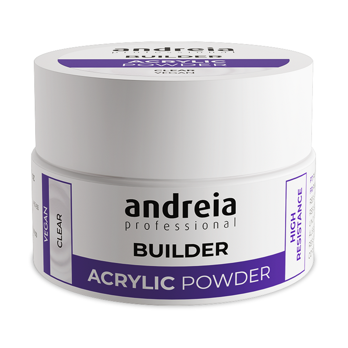 Andreia Pó Acrílico Clear 35 g — embalagem completa sobre fundo branco