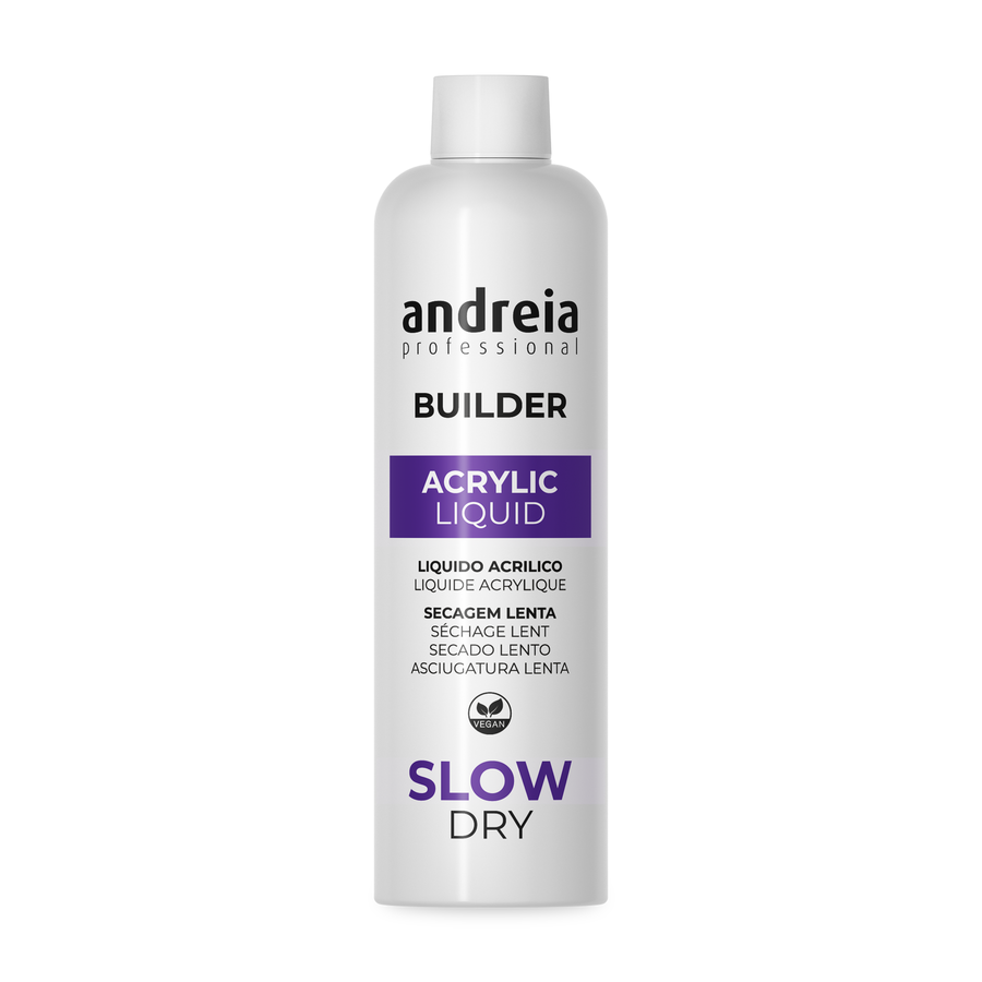 Andreia Líquido Acrílico Slow Dry 250 ml — embalagem completa sobre fundo branco