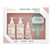 Andreia Color Care + Protect coffret com shampoo 300 ml, máscara 300 ml, leave-in 100 ml e escova verde