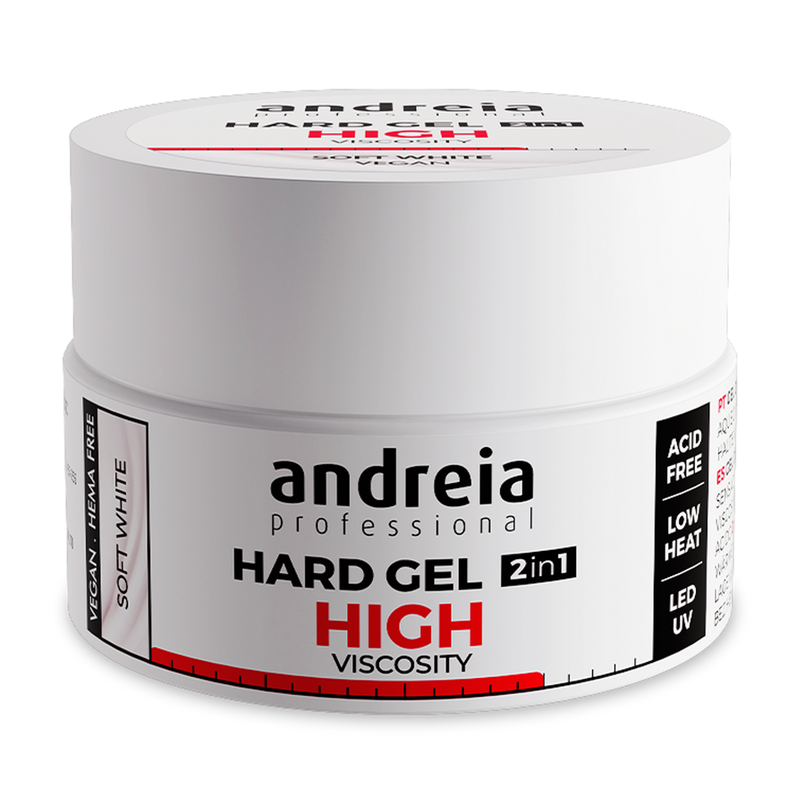 Andreia Hard Gel Alta Viscosidade Soft White 22 g — embalagem completa sobre fundo branco