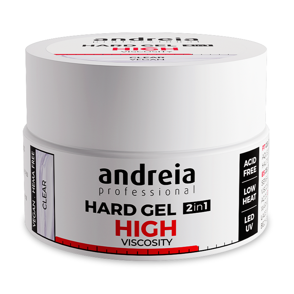 Andreia Hard Gel Alta Viscosidade Clear 22 g — embalagem completa sobre fundo branco