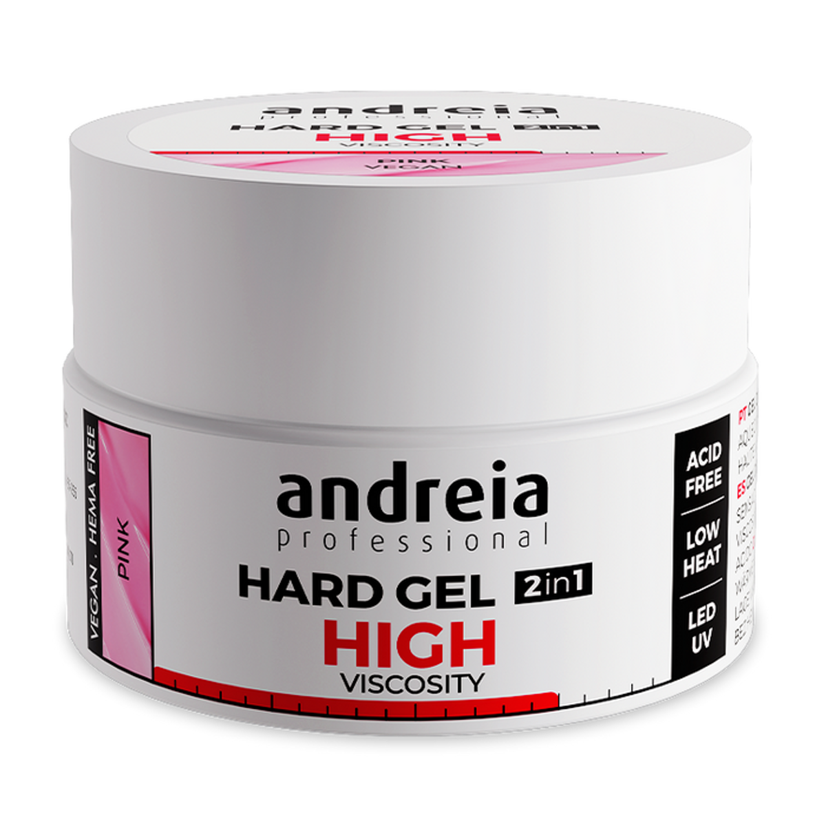Andreia Hard Gel 2 em 1 Alta Viscosidade Pink 22 g — embalagem original sobre fundo branco