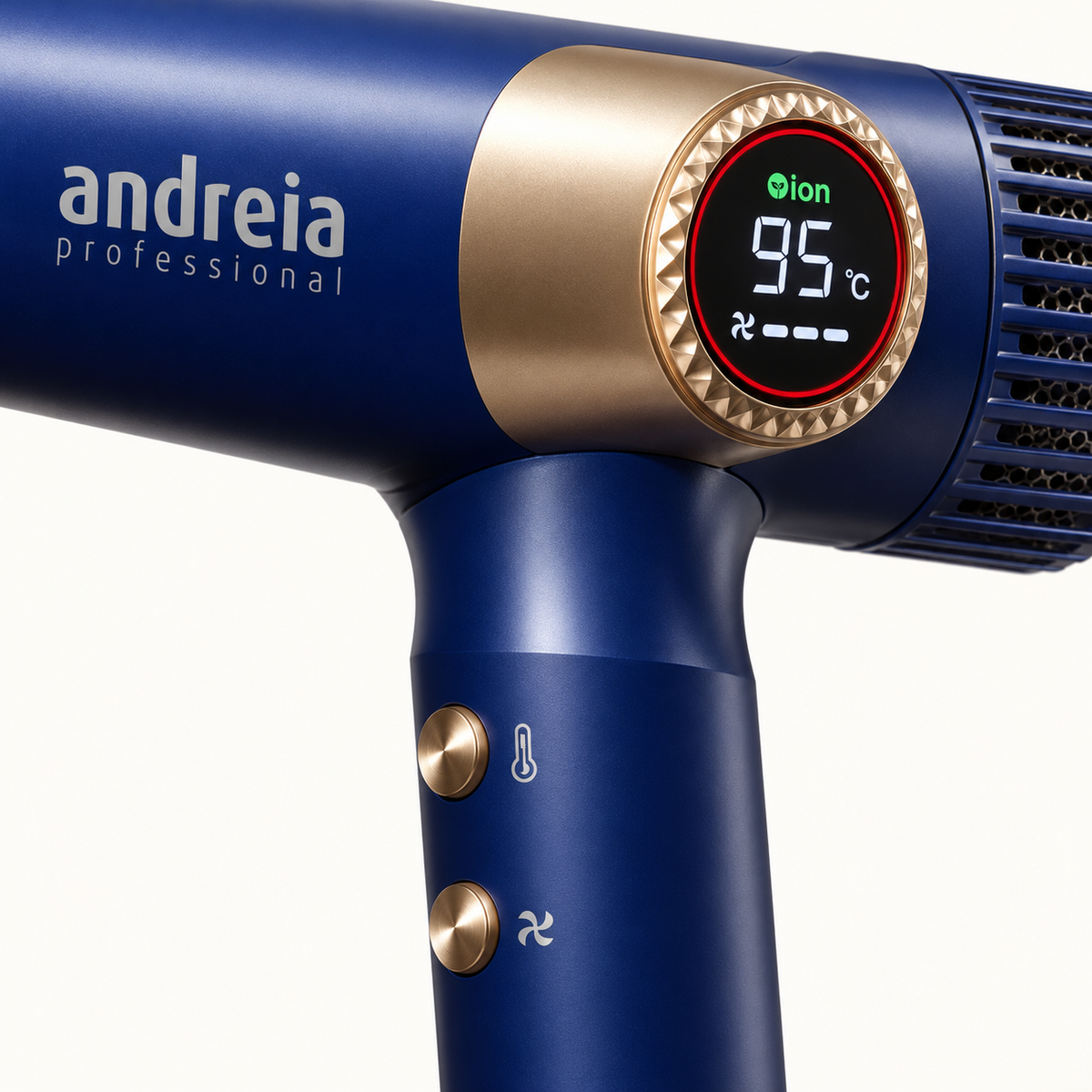 Secador Andreia Ion Shield Pro — detalhe do visor e comandos