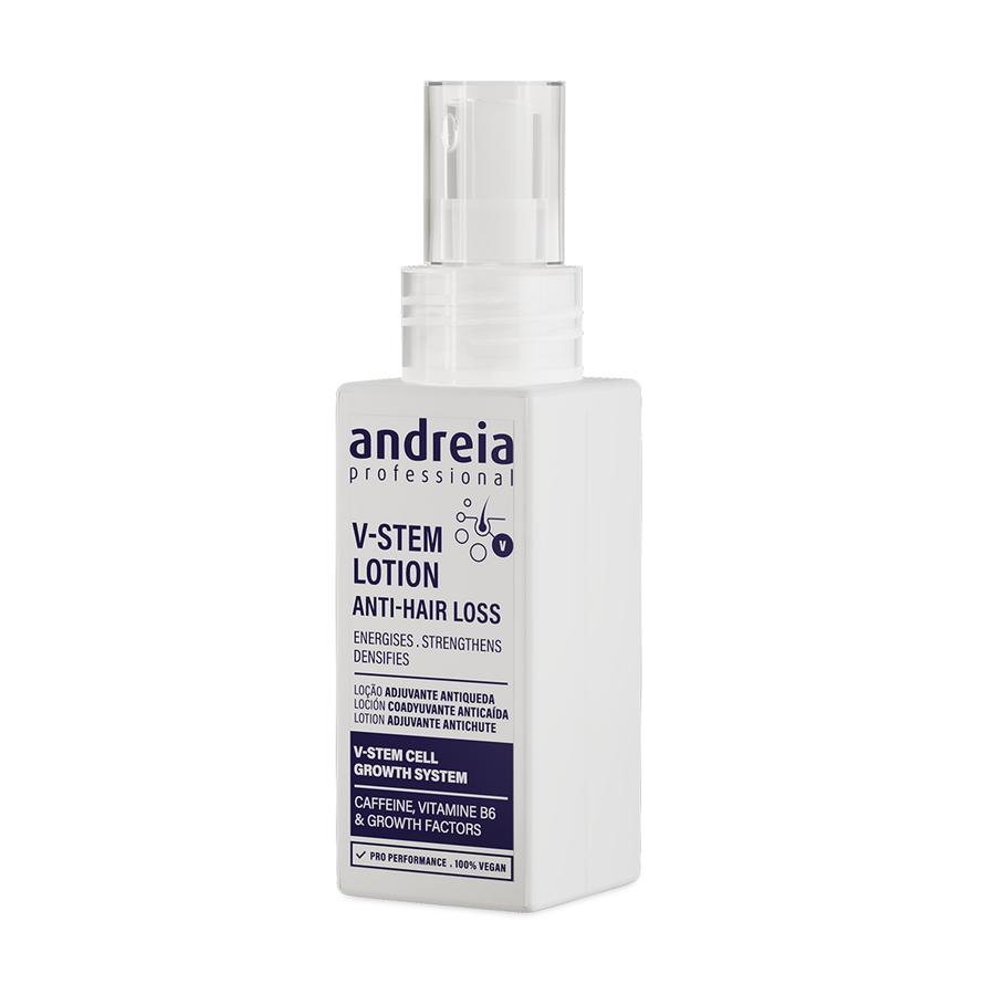 Andreia V-Stem Loção Adjuvante Antiqueda 50 ml — embalagem completa sobre fundo branco