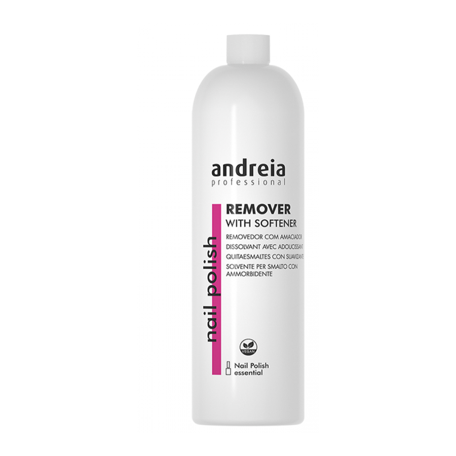 Andreia Removedor de Verniz com Amaciador 1000 ml — frasco completo em fundo branco