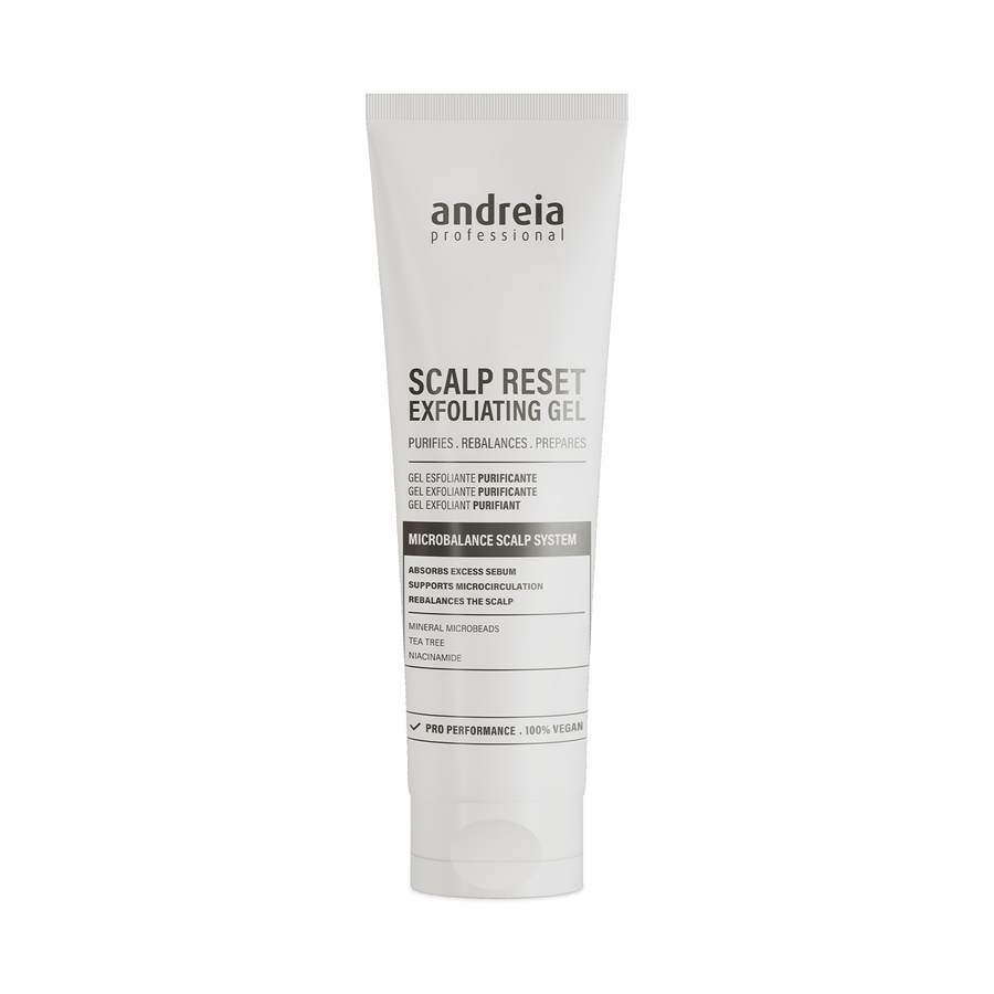 Andreia Scalp Reset Gel Esfoliante do Couro Cabeludo 150 ml — embalagem completa sobre fundo branco