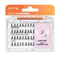 Andreia AMMA SoloLashes Knot-Free Double Flare Short, 56 tufos — embalagem completa sobre fundo branco