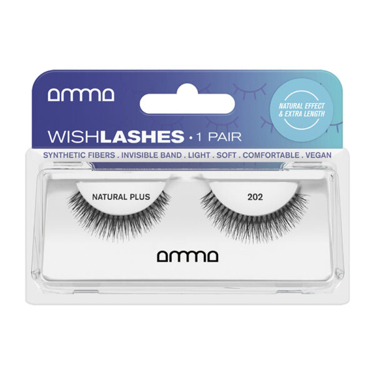 Andreia AMMA Wish Lashes 202 — um par, embalagem completa em fundo branco