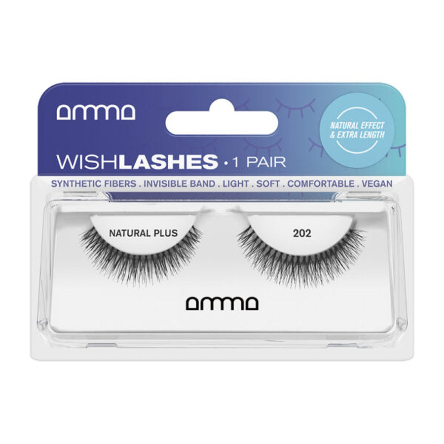 Andreia AMMA Wish Lashes 202 — um par, embalagem completa em fundo branco